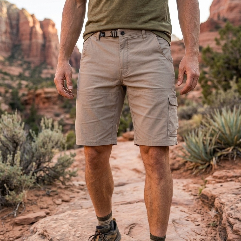 Prana Zion Cargo Shorts Mens 34 Khaki Tan Hiking Outdoor Stretch 10in Inseam